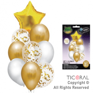 SET DE GLOBOS PREMIUM DORADO x 1